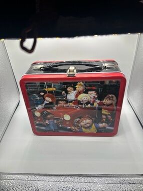 Red Kids Metal Lunchbox with Doll Scene